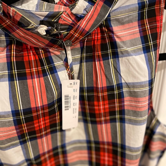 J Crew ruffle neck tartan poplin sleeveless blouse, NWT - Picture 4 of 5